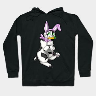 Bobtail BunnyCat: Black Bicolor (Pink) Hoodie